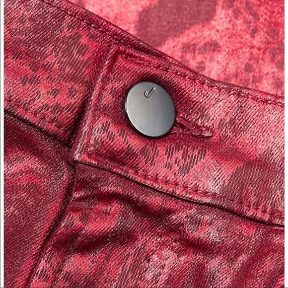 J. Brand Red Snakeskin Python Glossy Coated Pants Jeggings Skinny Fit - Picture 6 of 9